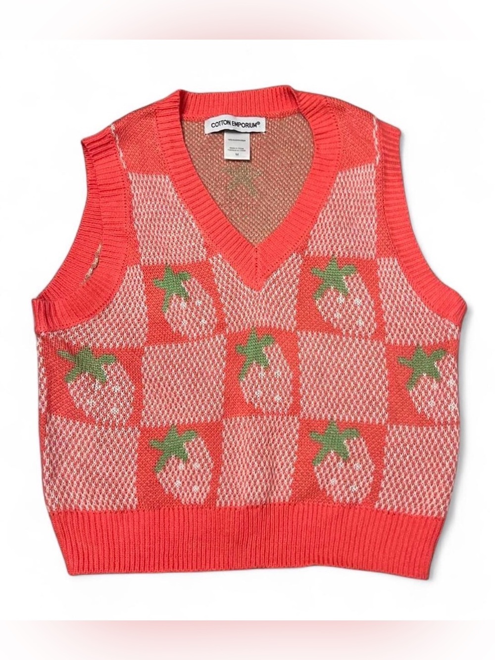 Cotton Emporium Strawberry Sweater Vest